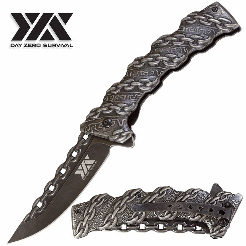 DZS Premier Edge Chain Link Spring Assisted Open Pocket Knife - Tophatter's Army Products & Self Defense Collectible Weapons - Tophatter Daily Deals